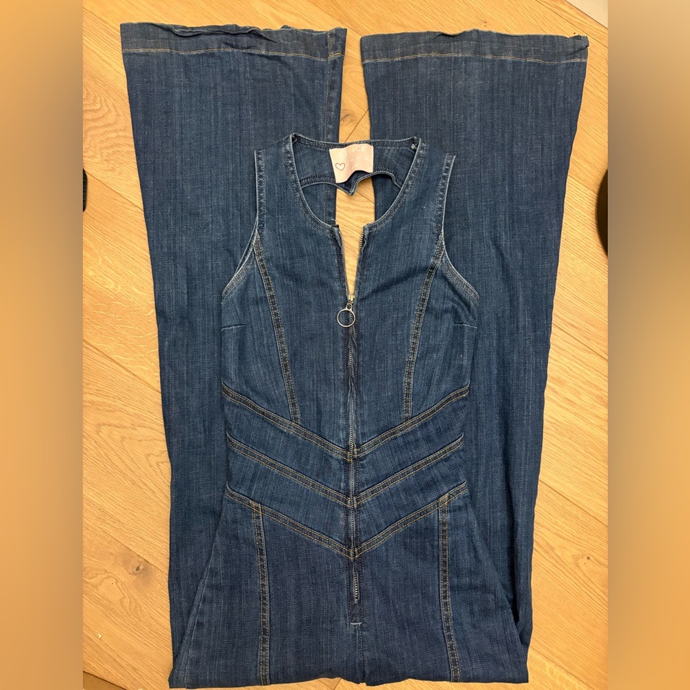Revice Heart Cutout Denim Sleeveless Women's Jumpsuit